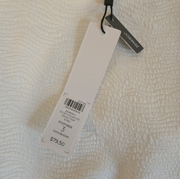 Chico's Textured Jacquard 3Qtr Sleeve Women's Top - Picture 4 of 6